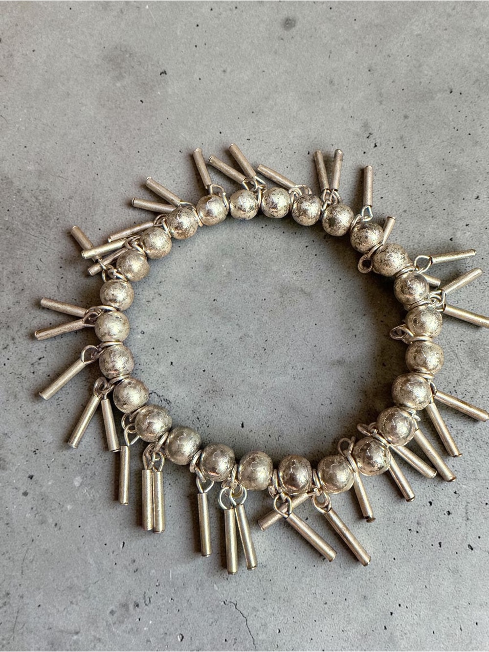 Silver-Tone Beaded Charm Bracelet - Silver